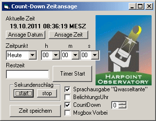 Bild 20 kB:Screenshot CountDowner neuere Version